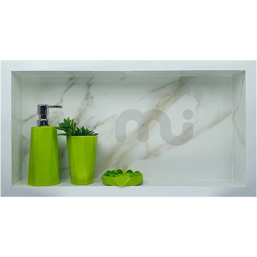 Nicho de Porcelanato Banheiro Carrara Luxo Único que Não Empoça Água no Fundo Para Cozinha, Banheiro E Ou Churrasqueira