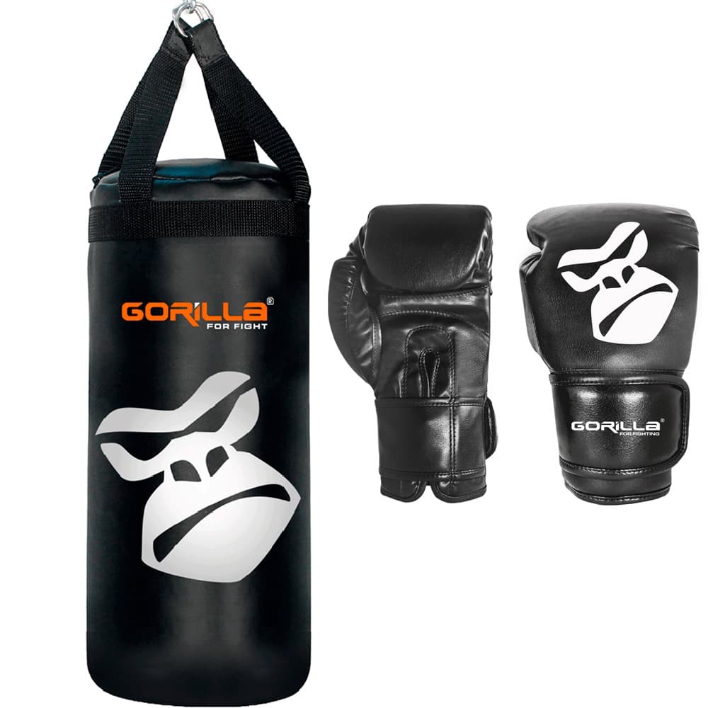 Saco De Pancada Infantil + Luva Boxe Kit Pequeno Guerreiro Gorilla Presente dia das Crianças