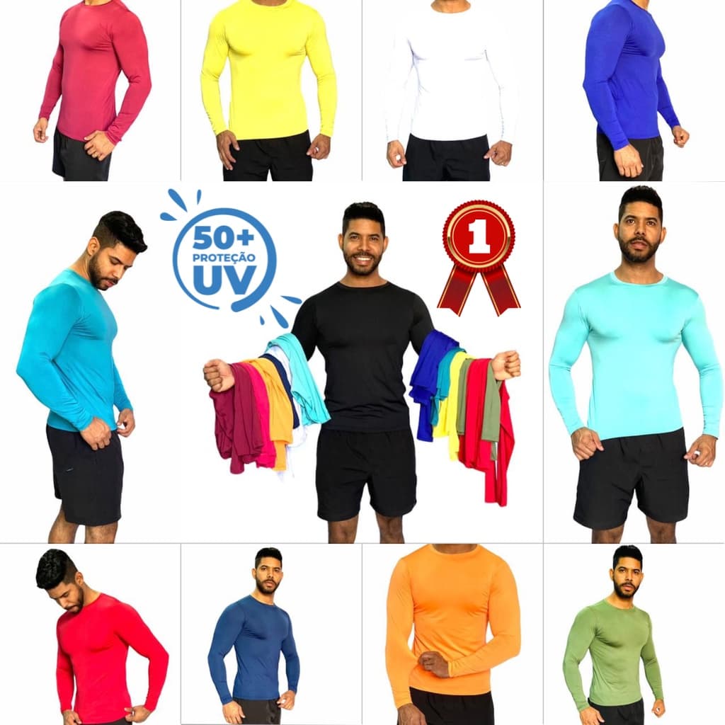 Camiseta Termica Masculina Proteção Uv50 Sol e Frio Varias Cores E Tamanhos P M G GG XG