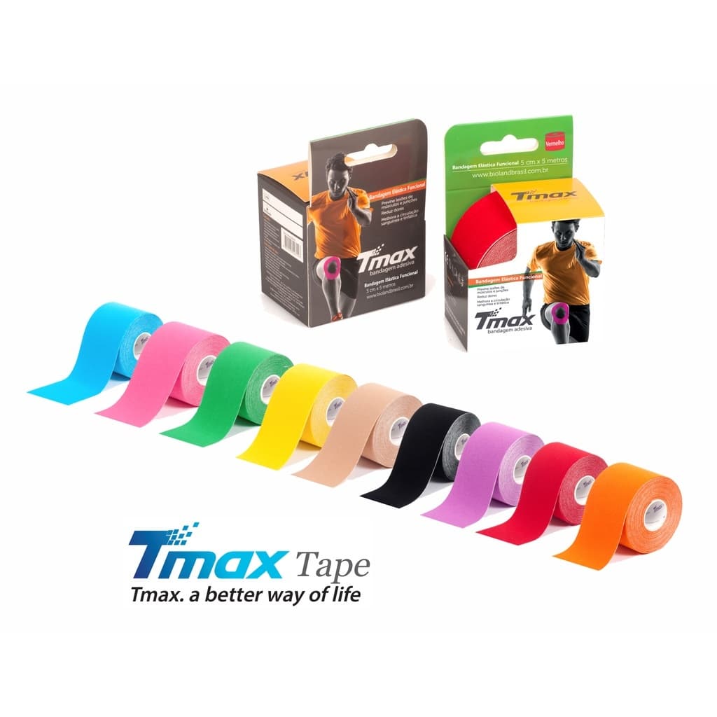 Bandagem elástica Terapêutica TMAX kinesio tape, Fisioterapia/Ortopedia pós Cirúrgico Bioland Original.