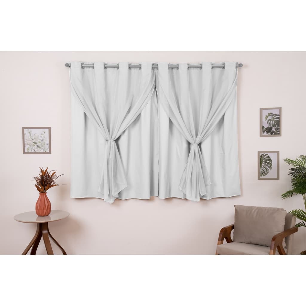 Cortina com Blackout PVC Com Voil para Sala Quarto Janela Tamanho 2,00 m x 1,40 m