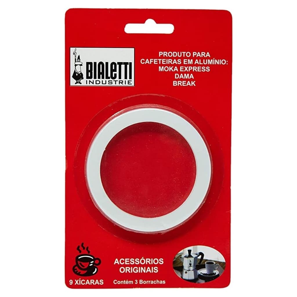 3x Reparo Anel Borracha Cafeteira Italiana Bialetti Vedação Moka Express 9 Xícaras Original