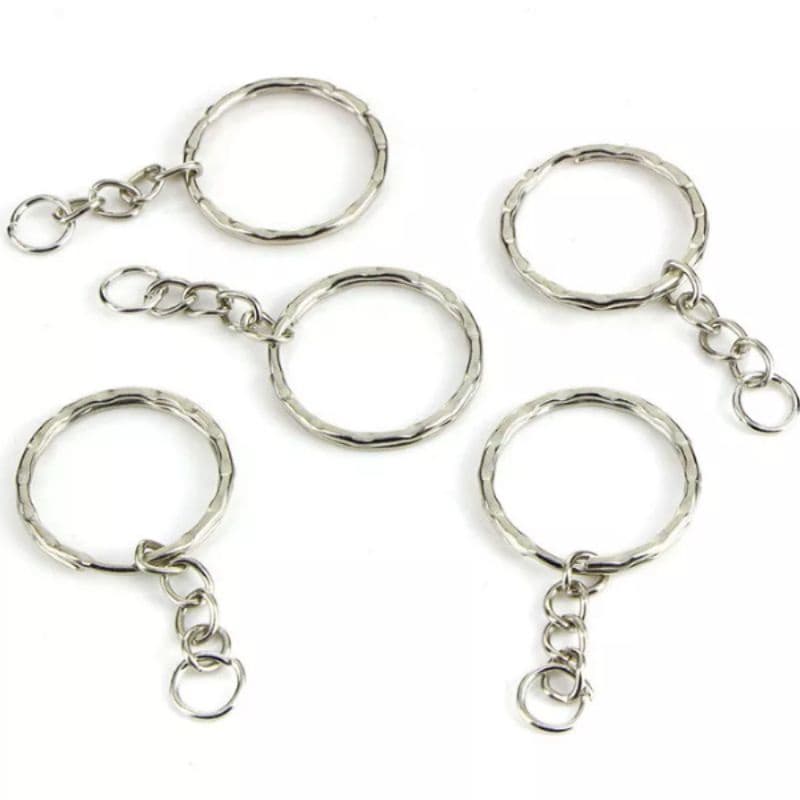 Argola Para Chaveiro Ondulada C/correntinha 25mm + Elo