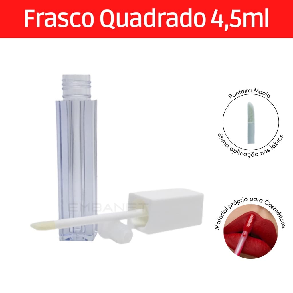 Frasco Brilho Labial - Batom Matte - Gloss 4,5ml Vazio Uso Profissional Salão de Beleza - 25u