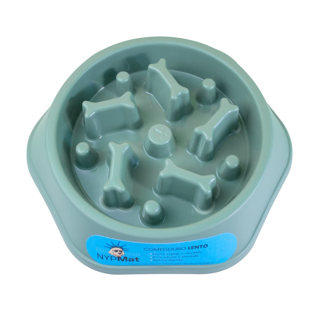 Comedouro Lento Educador Para Cães Modelo Osso Verde