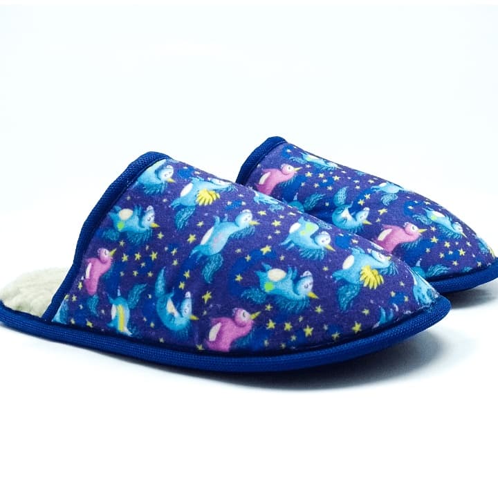 Chinelo de Lã Feminino Unicórnio Azul