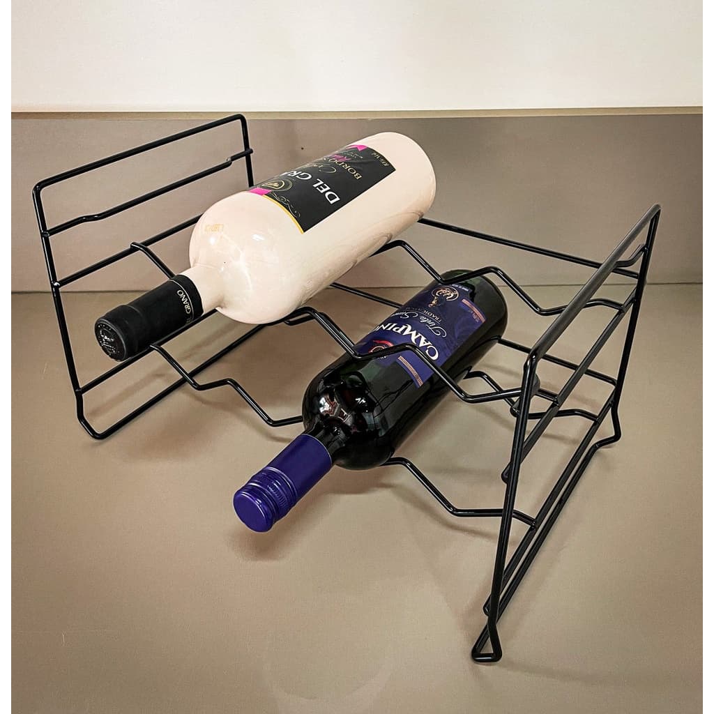 Adega Vinho Empilhável Aramado Suporte para 8 garrafas 750ml Preto Reforçado Organizador Rack Vinhos