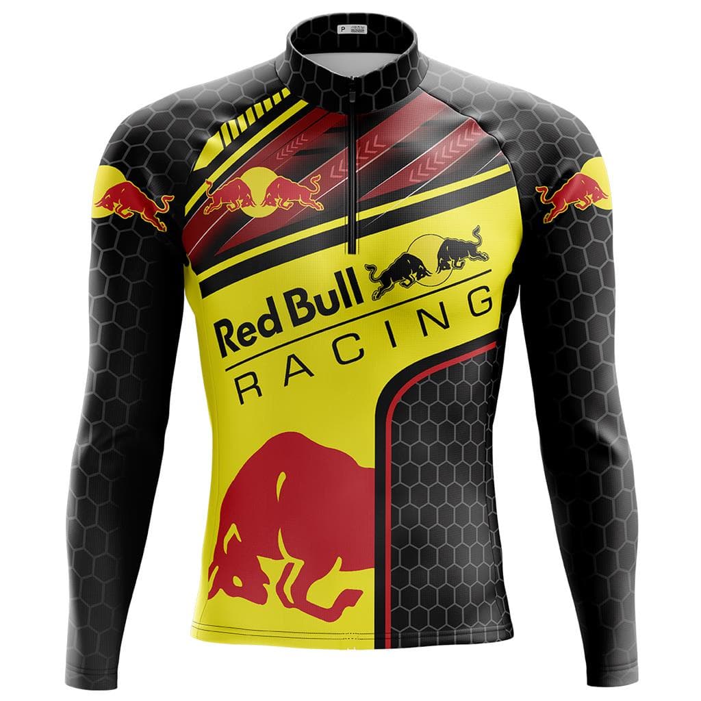 Camisa Ciclismo Camiseta Ciclista Roupa de Ciclismo Masculina Manga Longa Masculina Red Bull Colmeia Protecao UV+50