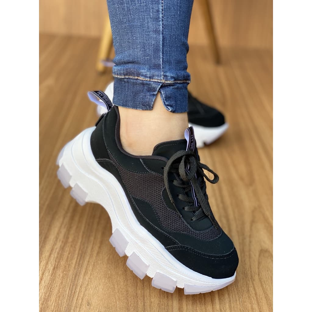 Tênis Feminino Chunky Turbo Preto Plataforma
