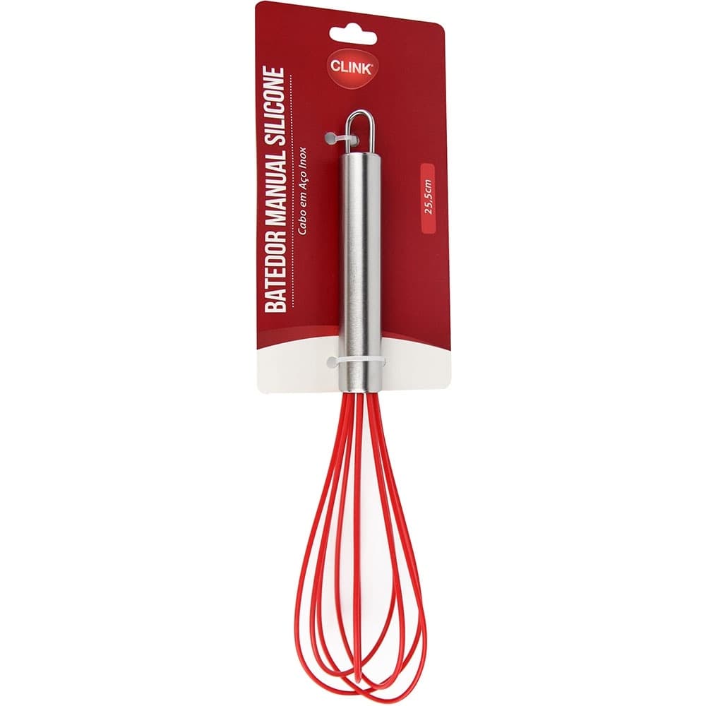 Batedor Ovos e Massas Manual Com Cabo Em Aço Inox 25,5cm Cli