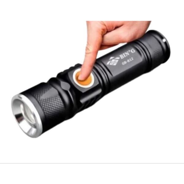 Mini Lanterna Tática Com LED, Zoom, Recarregável - USB / T6 - Lanternas