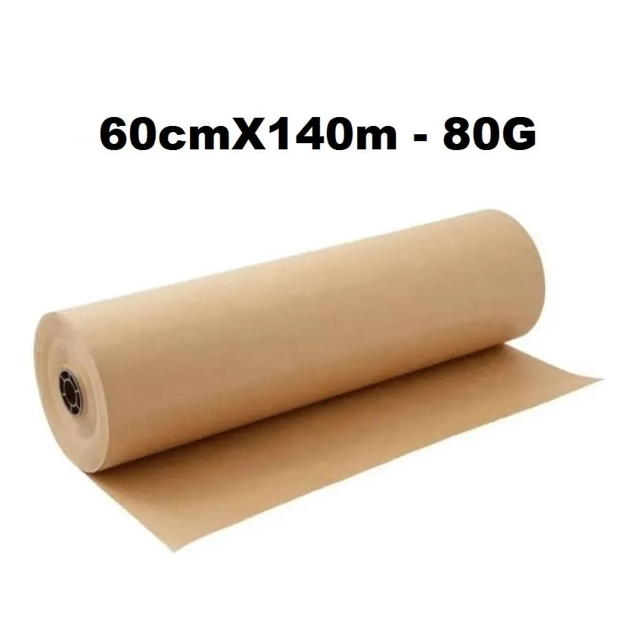 Bobina de Papel Kraft/Pardo - 60cm x 140m - Ideal para e-commerce - Embalagens