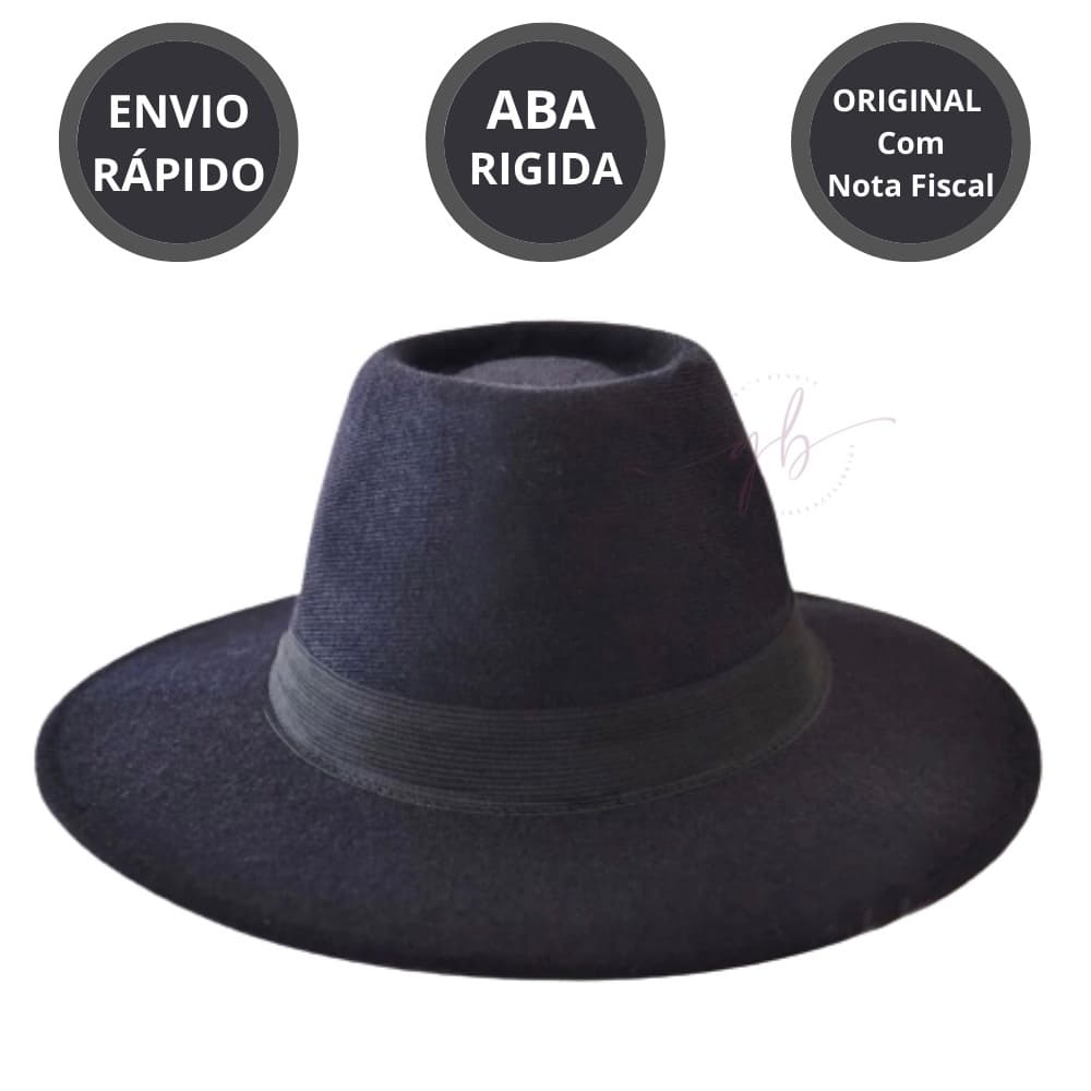 Chapéu Floppy Fedora Preto Feminino Masculino Style Aba Longa