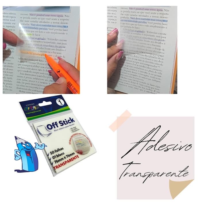 Adesivo Recadinho Transparente 50 Folhas Adesivo Bloco de Notas Translúcidas