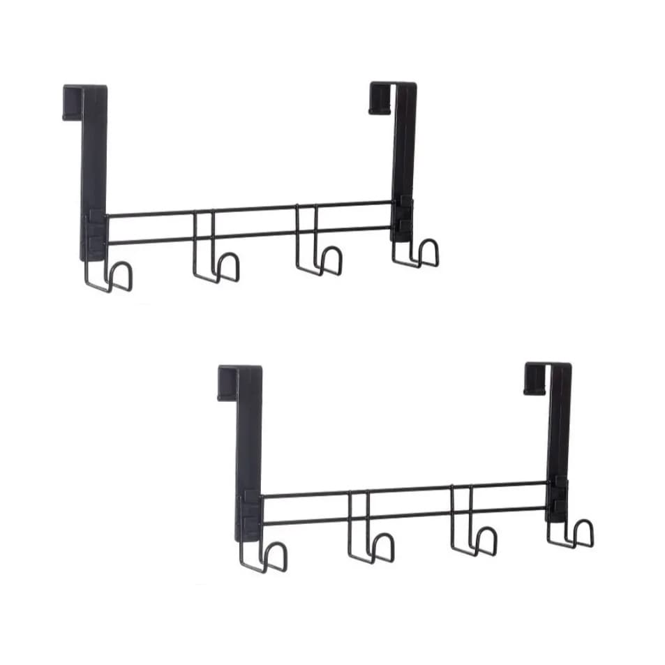 Kit 02 Cabide Suporte Para Porta Com 4 Ganchos Multiuso