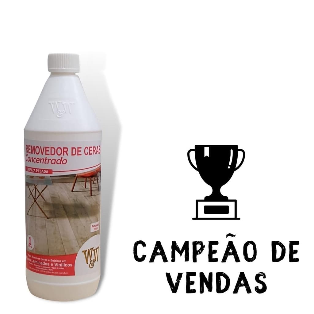 Removedor de Cera Antiga Piso Laminado e Vinílico Remove Sujeira Pesada Tinta à Base de Água W&W 1L