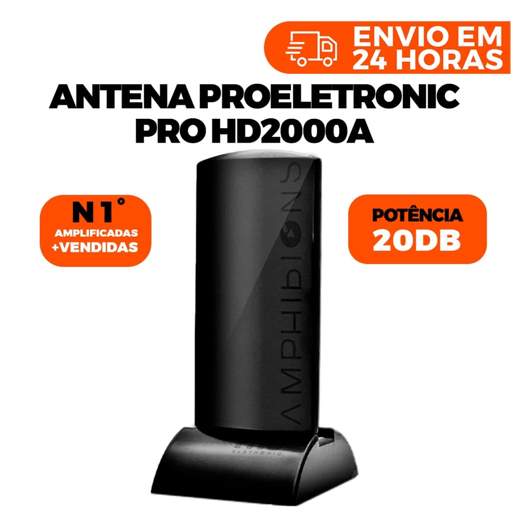 Antena Digital Hdtv 20db UHF/VHF Bivolt Full Hd Interna/Externa Proeletronic