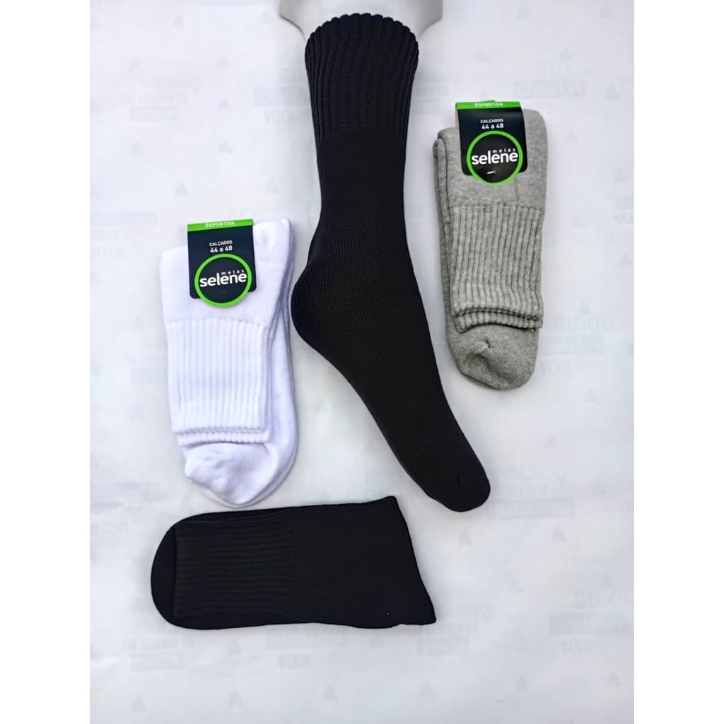 Meia Masculina Selene ( 1 ) Par cano longo Algodão Tamanho Extra Grande Atoalhada  44 ao 48
