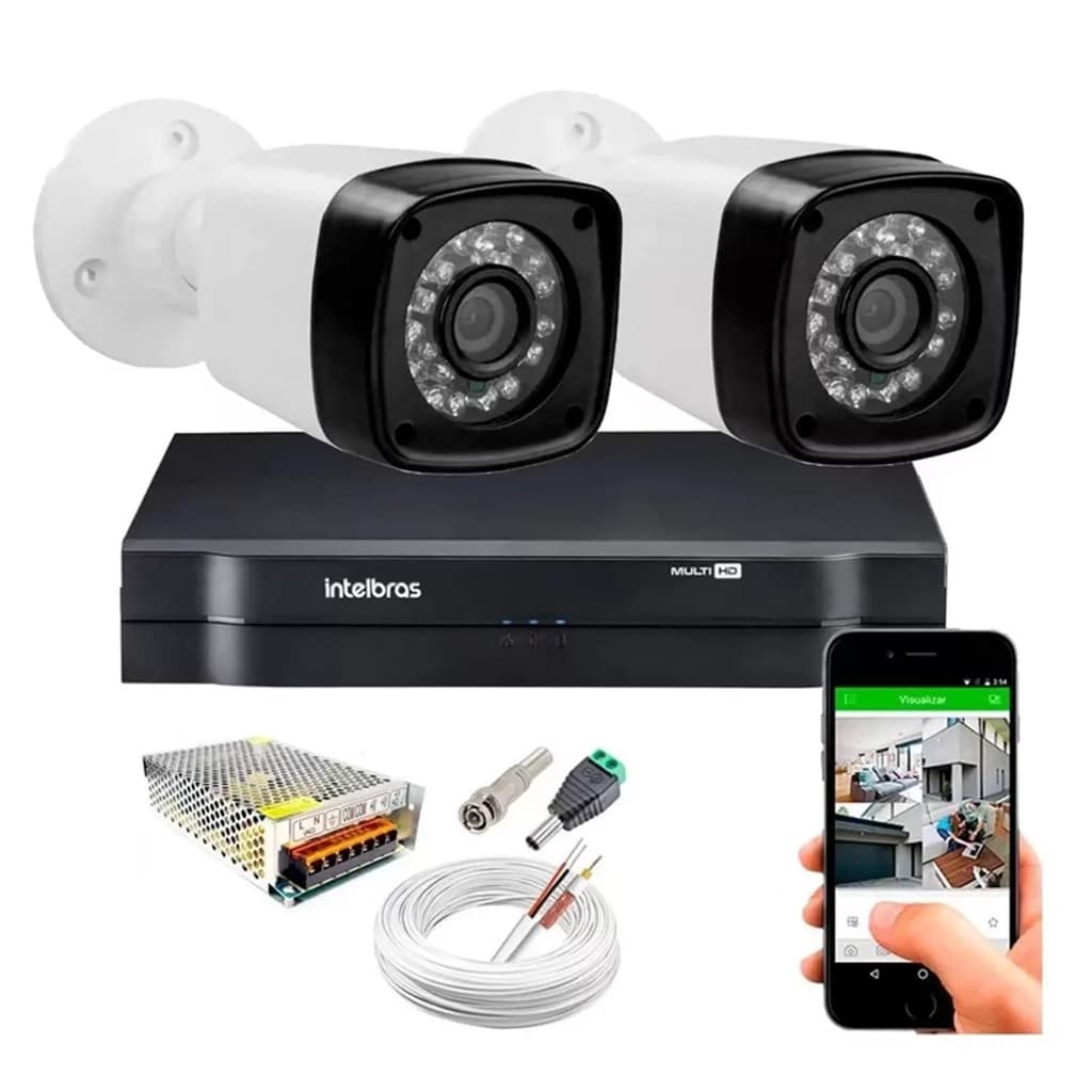 Kit 2 Cameras Segurança 1080p Full Hd Dvr Intelbras 4ch c/hd 500gb