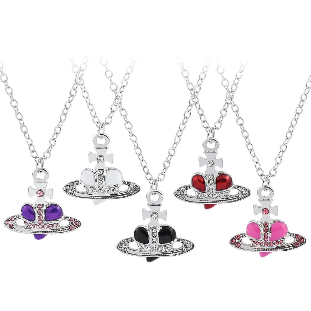 Colar De Diamante Saturno Da Moda , Pingente De Água Amor , Acessórios De Festa , Joias De Luxo , Presentes Femininos