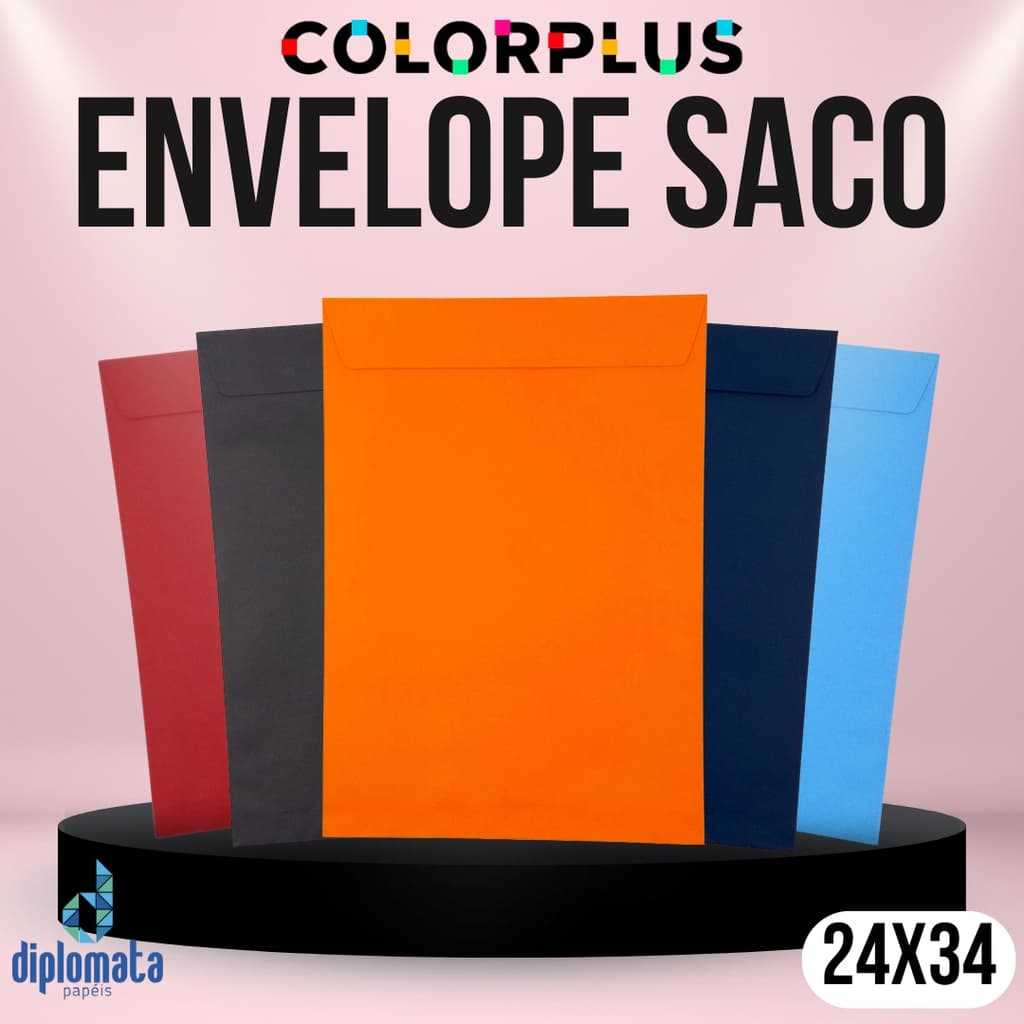 Envelopes Saco Color Plus 80g 24x34 cm (10 Unid) Envelope Colorido para Documento A4 Ofício Identidade Visual Currículo