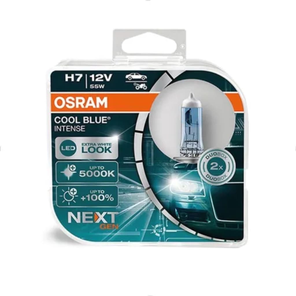 Kit Lâmpadas Osram H7 Cool Blue Intense Nova Geração 55 Watts 5000k 100% + Luz