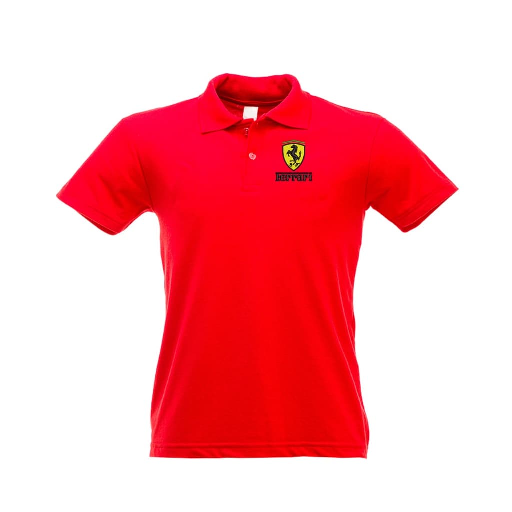 Camisa Polo Masculina Ferrari Bordada malha Piquet