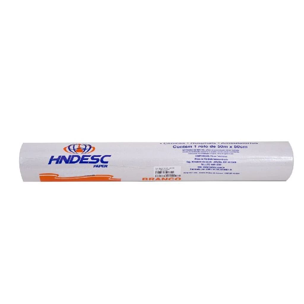 Lençol de Papel Descartável 50cm x 50m Branco Luxo para Maca Hndesc