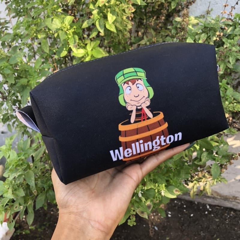 Necessaire Box Personalizada com nome Turma do Chaves Tamanho 10x11x18