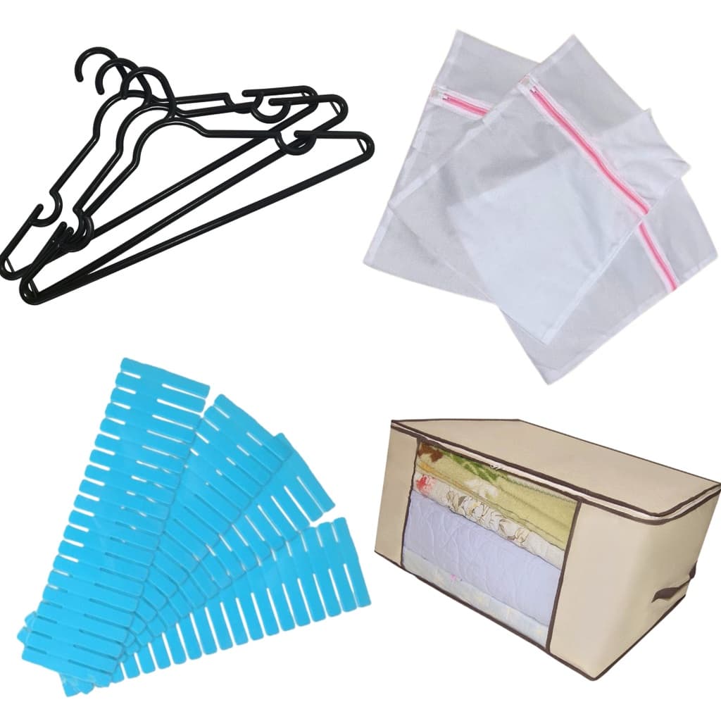 Kit organização para casa Cabide organizador de gaveta saquinho de lavar roupas caixa organizadora multiuso