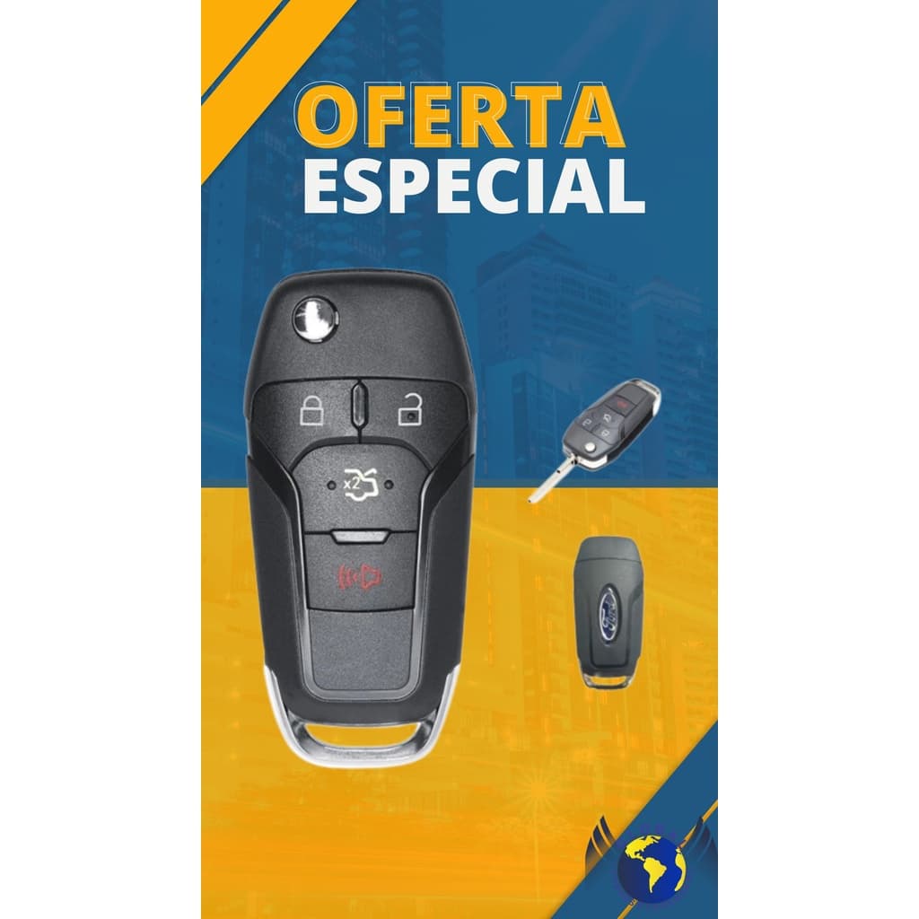 Chave Canivete Oco Ford Ka Hatch Ka+ Sedan 2014 A 2019 Modelo Original 4 Botões