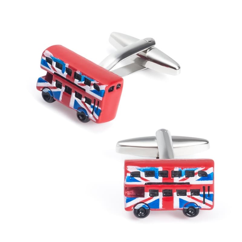 Acessórios de Moda: Abotoaduras de Luxo Estilo Britânico, Abotoaduras de Metal Vermelhas de Dupla Camada para Camisa Fra
