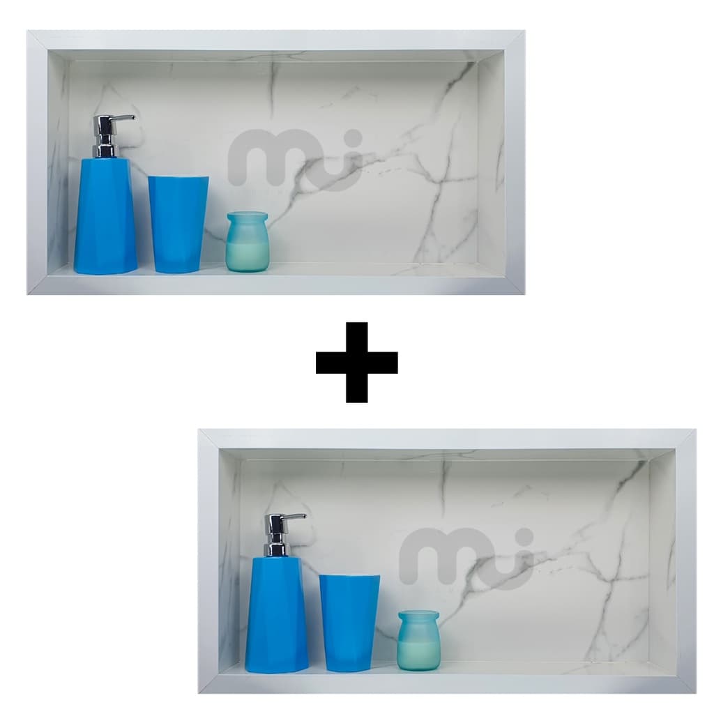 2x Nichos Porcelanato Banheiro Calacata Luxo Único Que Não Acumula Água