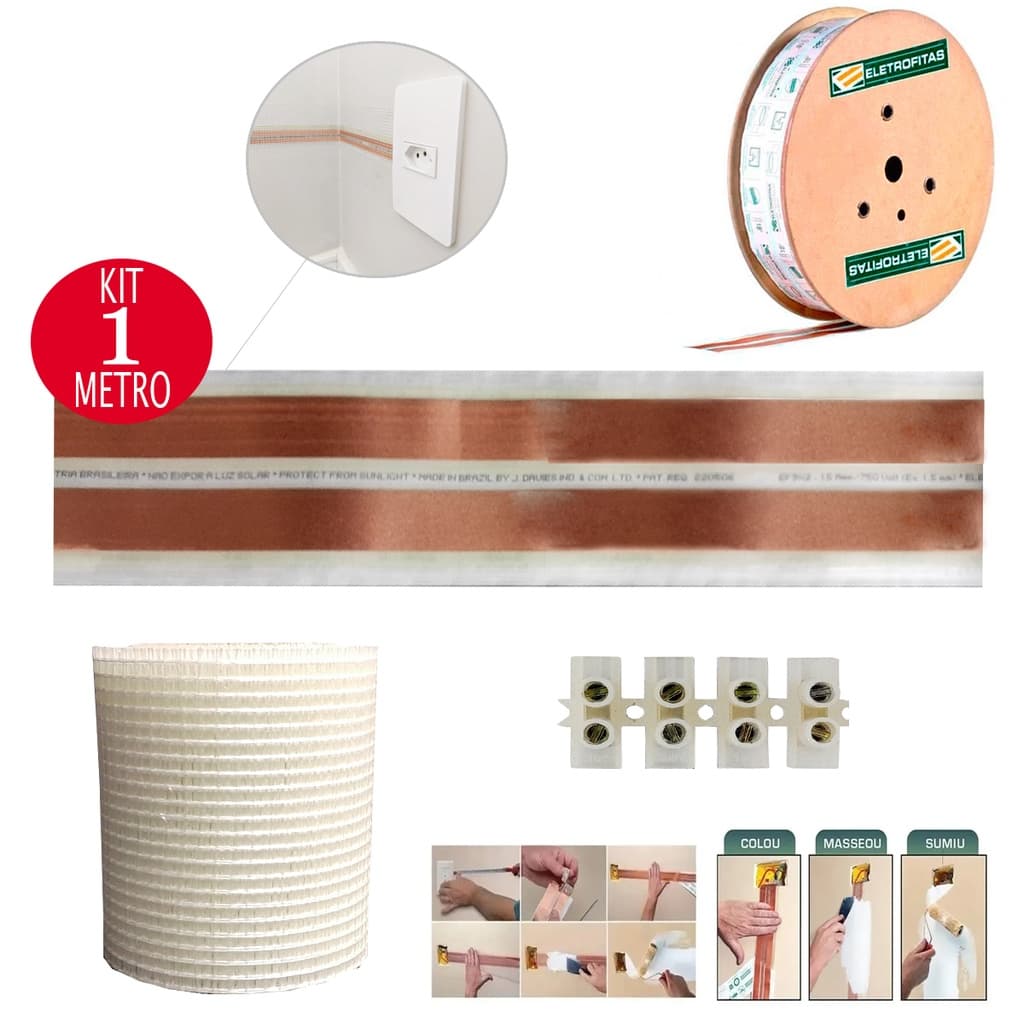 Kit Fita Elétrica Eletrofita 2 Pistas 1 Metro 750v/10amp
