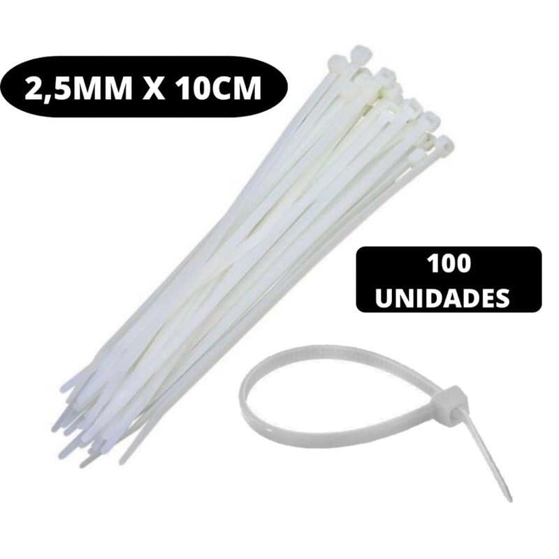 REF:(41-A)100 Cintas Plásticas Abraçadeira Nylon Enforca Gato Preto/Branco 10 cm