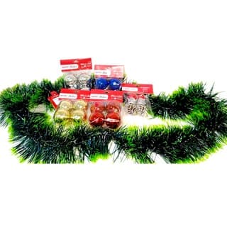 Kit Arranjos de Natal c/ Bolinhas 5cm Enfeites e Festão de Natal 2 Metros