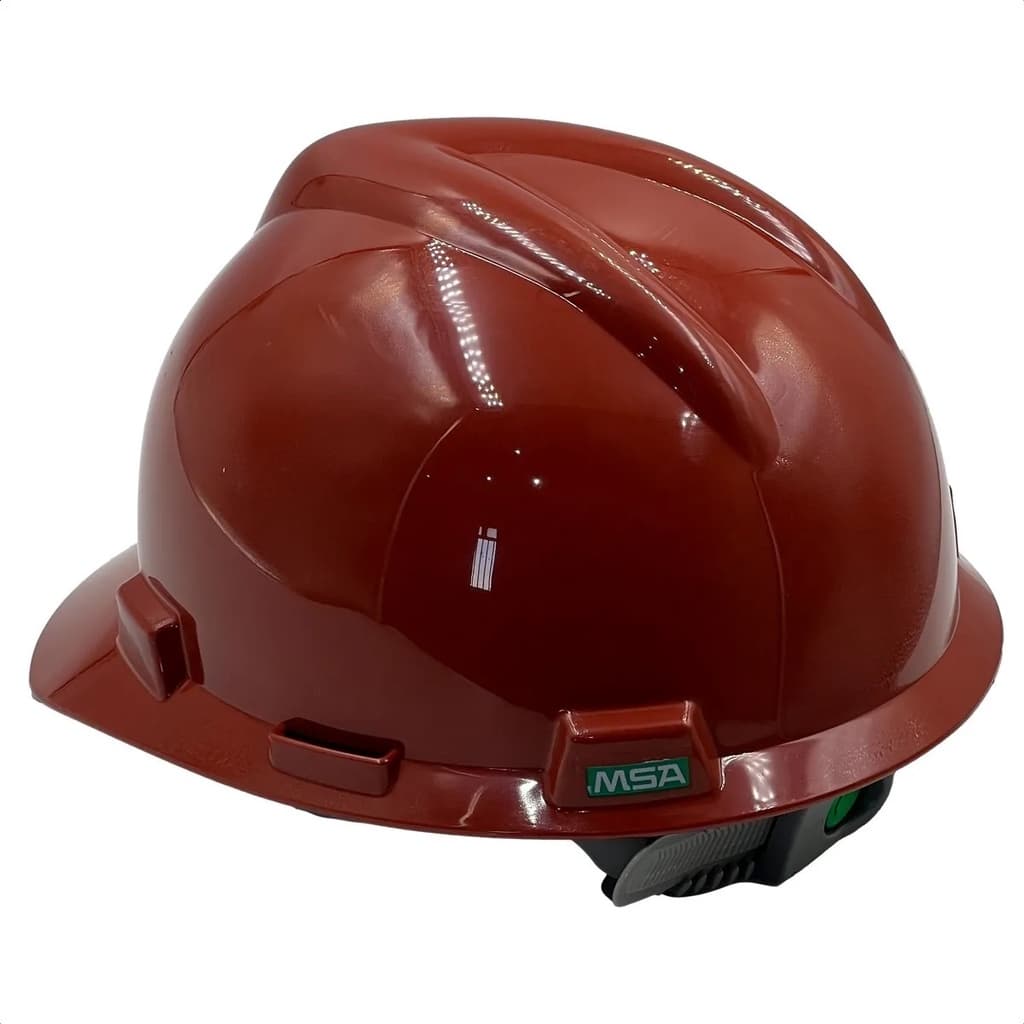 Capacete Msa Vgard Carneira Push Key com jugular Obra Altura Cor Marrom