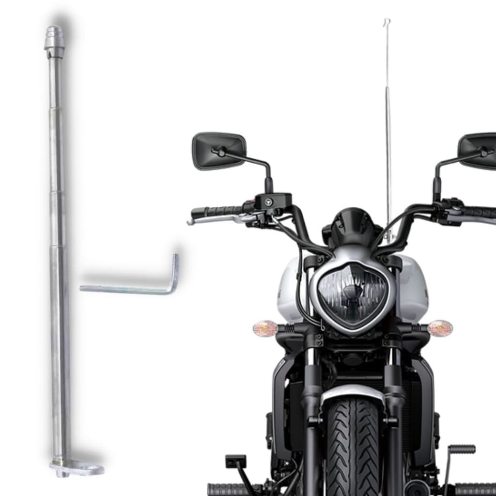 Antena para Moto Corta Pipa Inox Prata 65cm