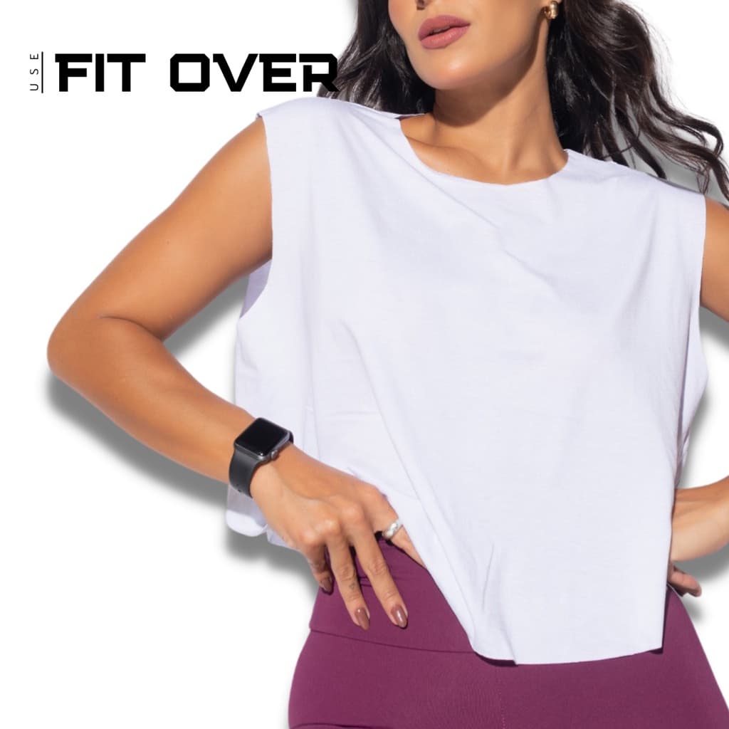 Cropped fitness - básico - branco - academia - fit over