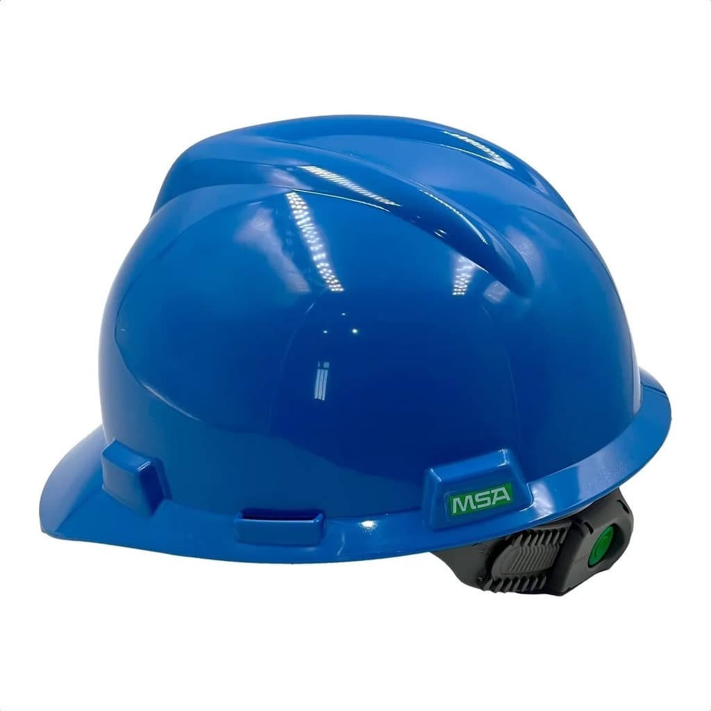 Capacete MSA VGard Com Carneira Push Key com jugular Obra Altura Cor Azul Bic