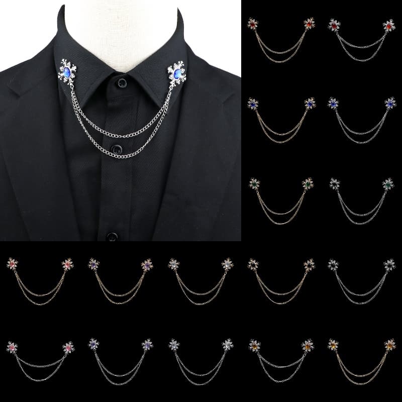ZONFAZ Broche Tassel Cristal para Homens, Pino de Lapela Corrente Cross, Acessórios Retro de Casamento