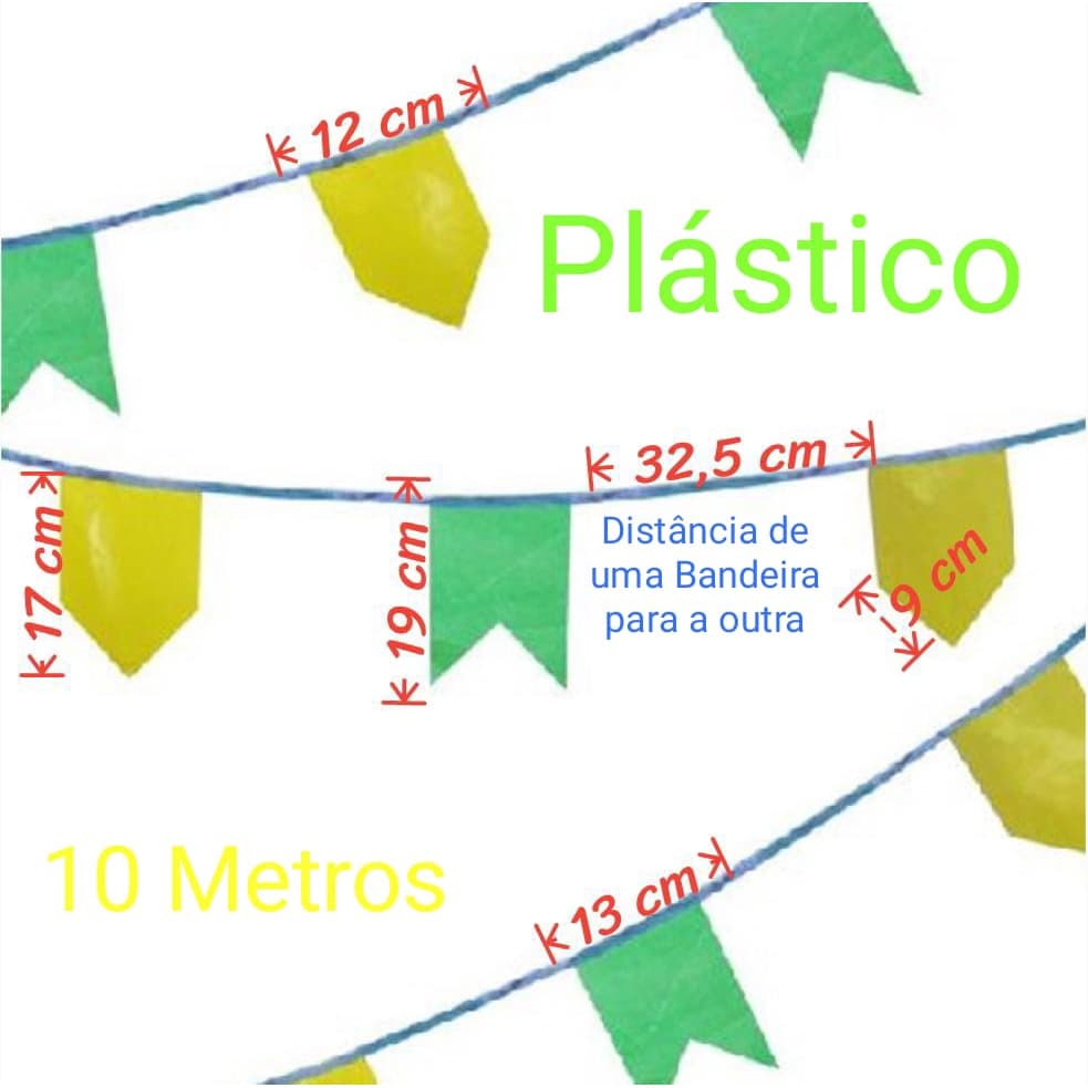 Bandeirinha da COPA ... Verde e Amarelo ... 10 Metros ... Plástico ... Decoração Perfeita!!!