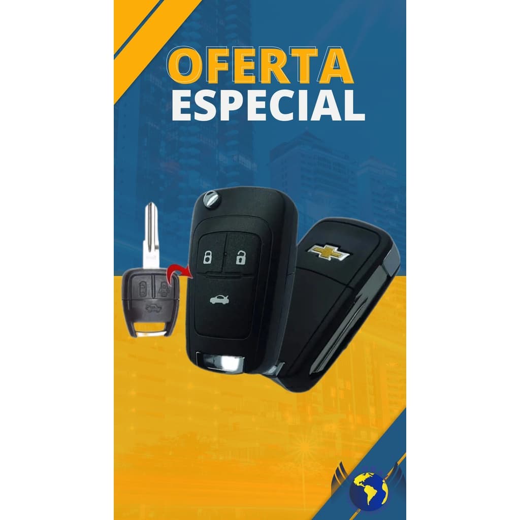 Chave Canivete Oco Chevrolet Adaptação GM 3 Botões