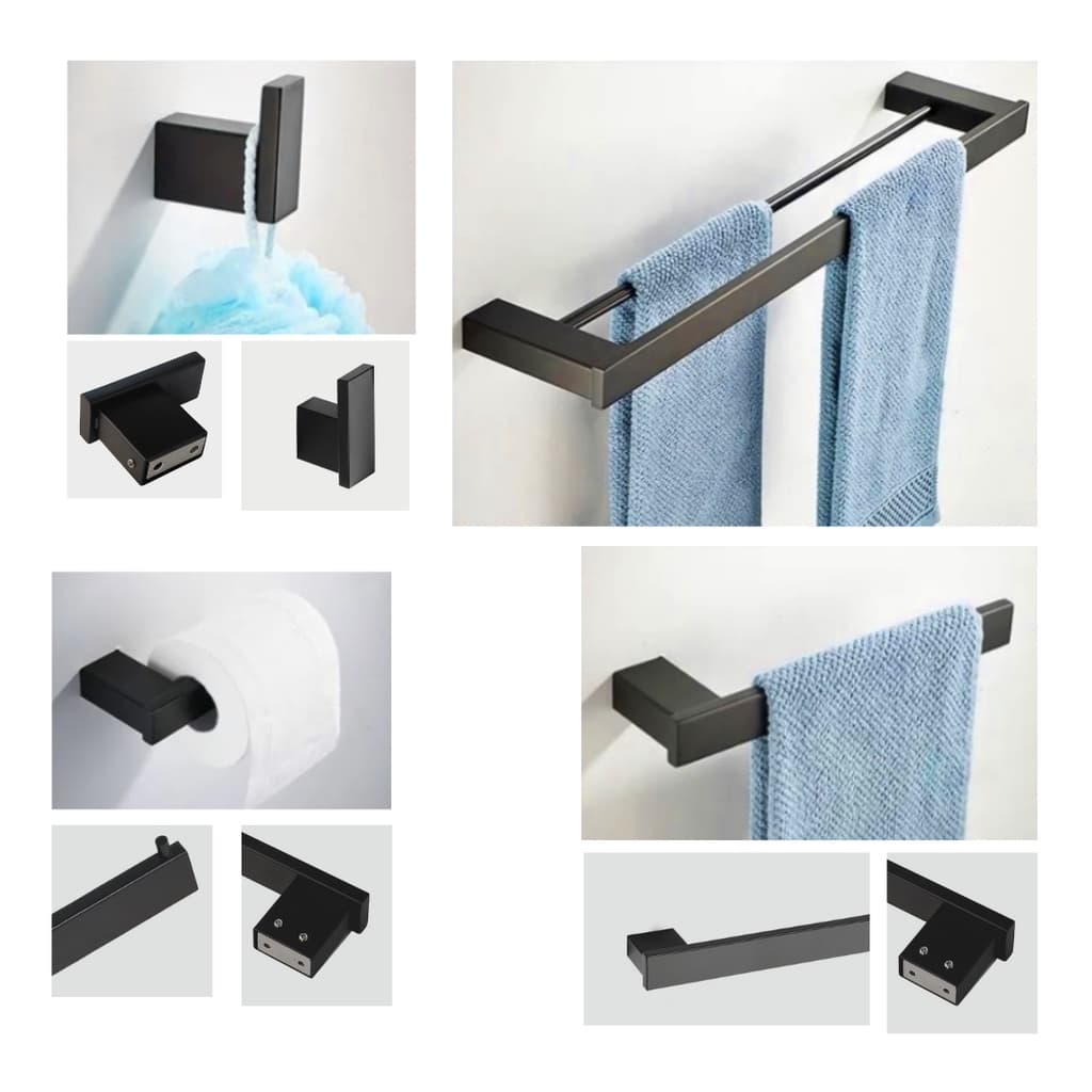 Kit Acessório Banheiro Inox Black Avoxx  Preto fosco