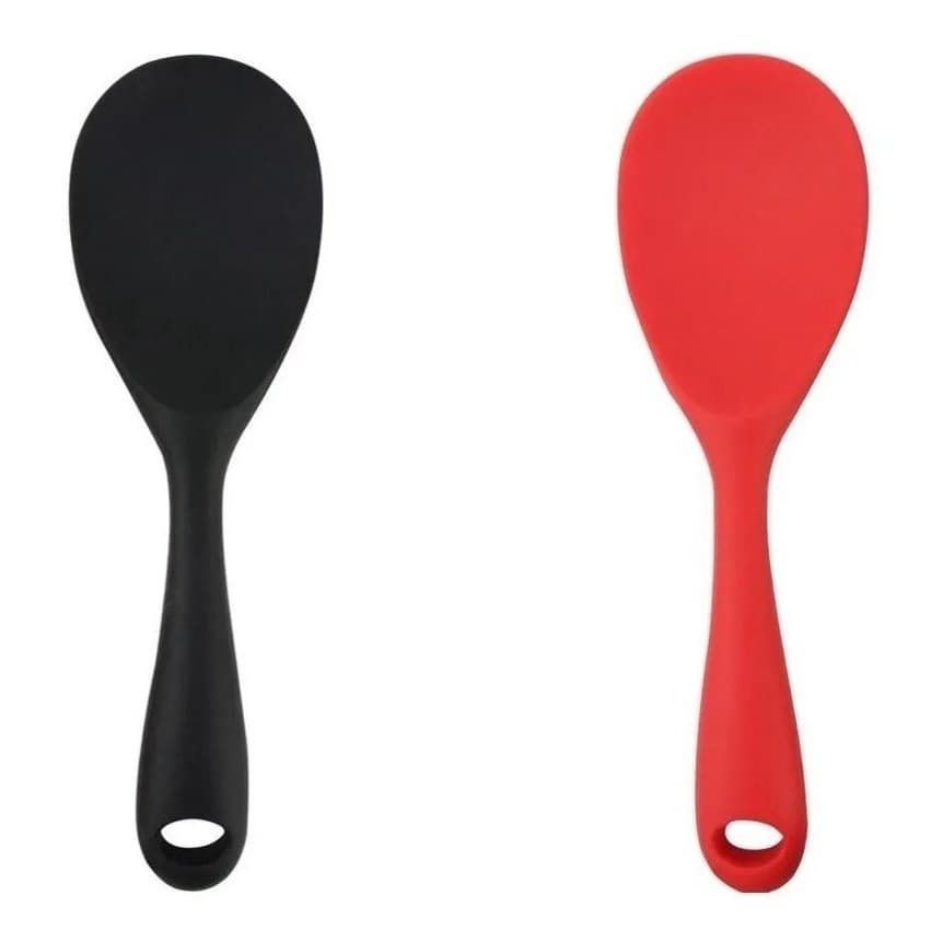 Colher Em Silicone  22,5 cm Para Arroz E Molho Cozinha Vermelha