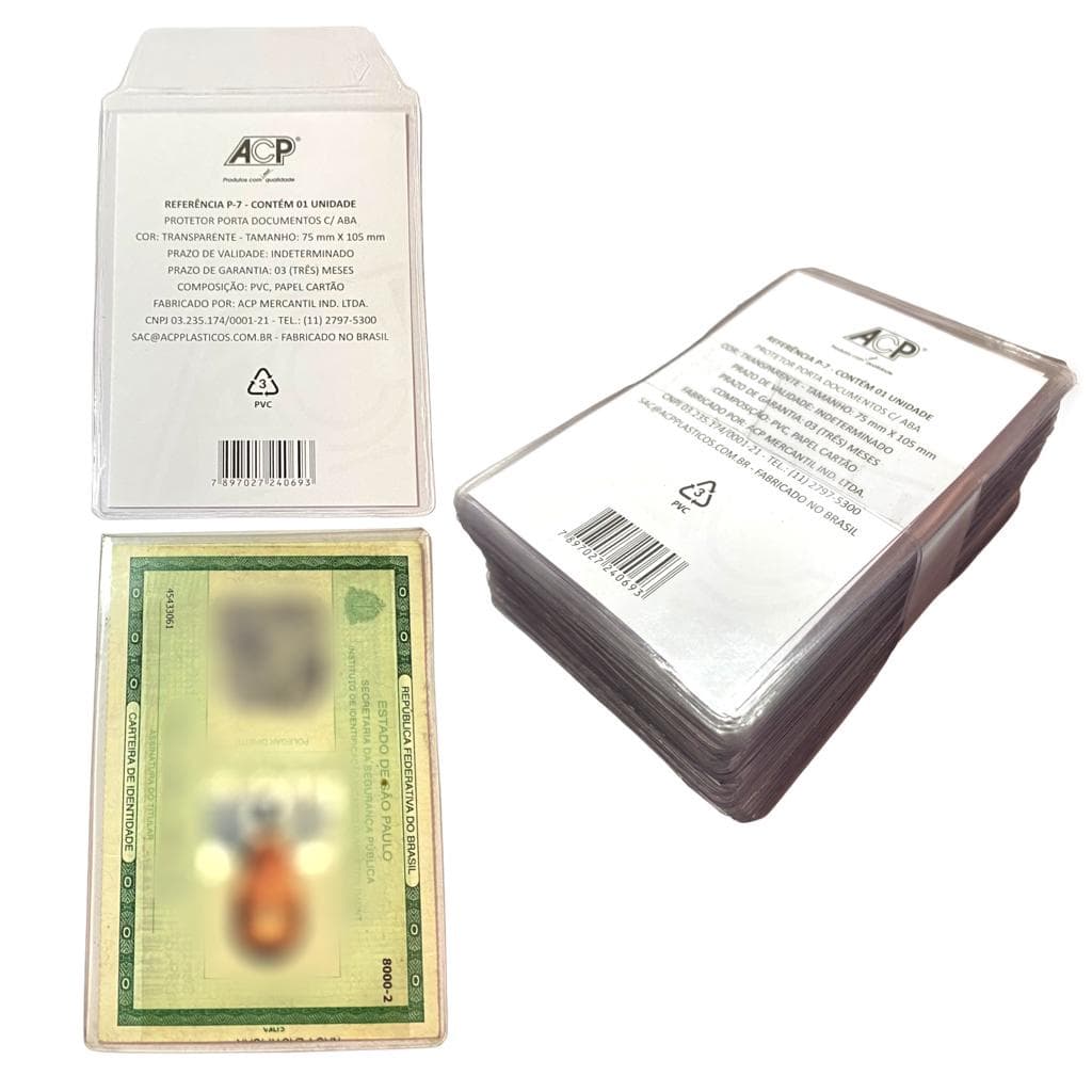 Protetor Capa Rg 75x105 Identidade Documento 100 Unidades