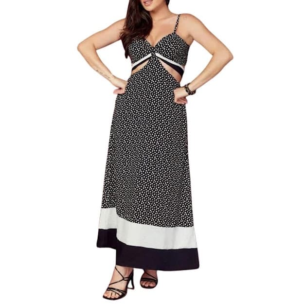 Vestido Longo Estampado, Tamanho 40 Moda Colmeia Roupa Feminina