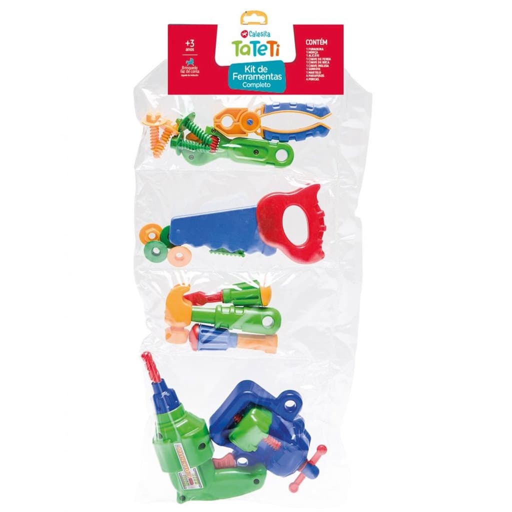 Brinquedo faz de Conta Kit de Ferramentas Completo infantil com 16 peças - Tateti