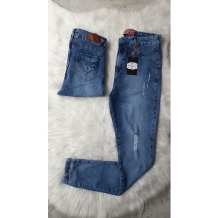 Calça Jeans Feminina Cintura Alta Com Lycra Levanta Bumbum Skinny