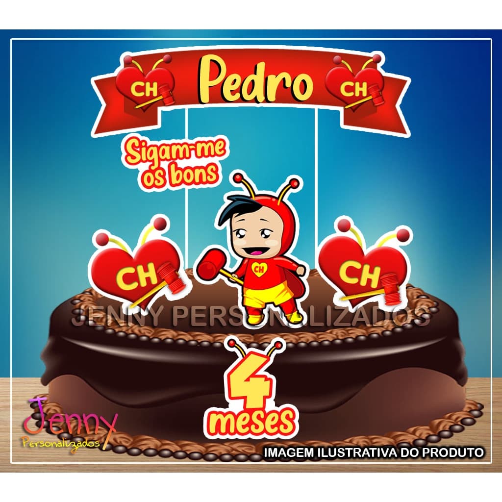 topo topper de bolo personalizado chapolin baby